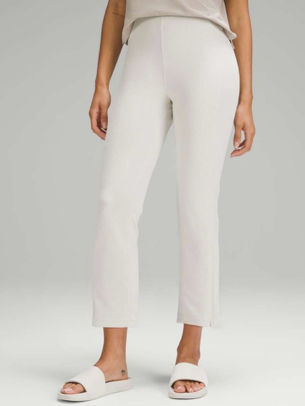 Lululemon Ribbed Softstreme Zip-Leg HR Cropped Pants 25” Bone 10